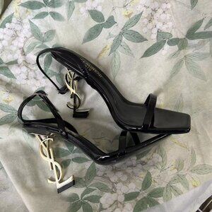 Saint Laurent Black Leather Strappy Sandal